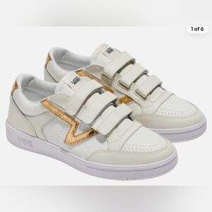 Vans Cream and Gold Triple Strap Sneakers